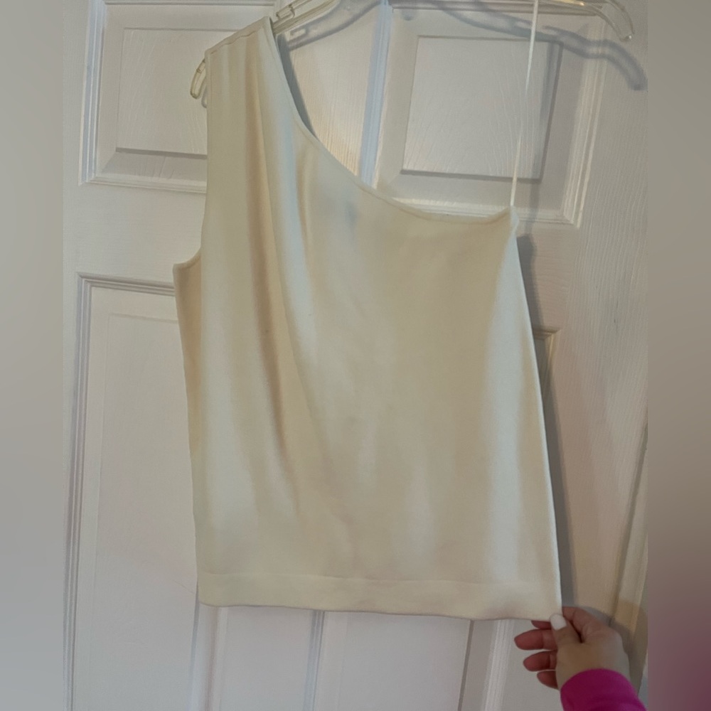 Ann Taylor, cream color one shoulder top. Size L